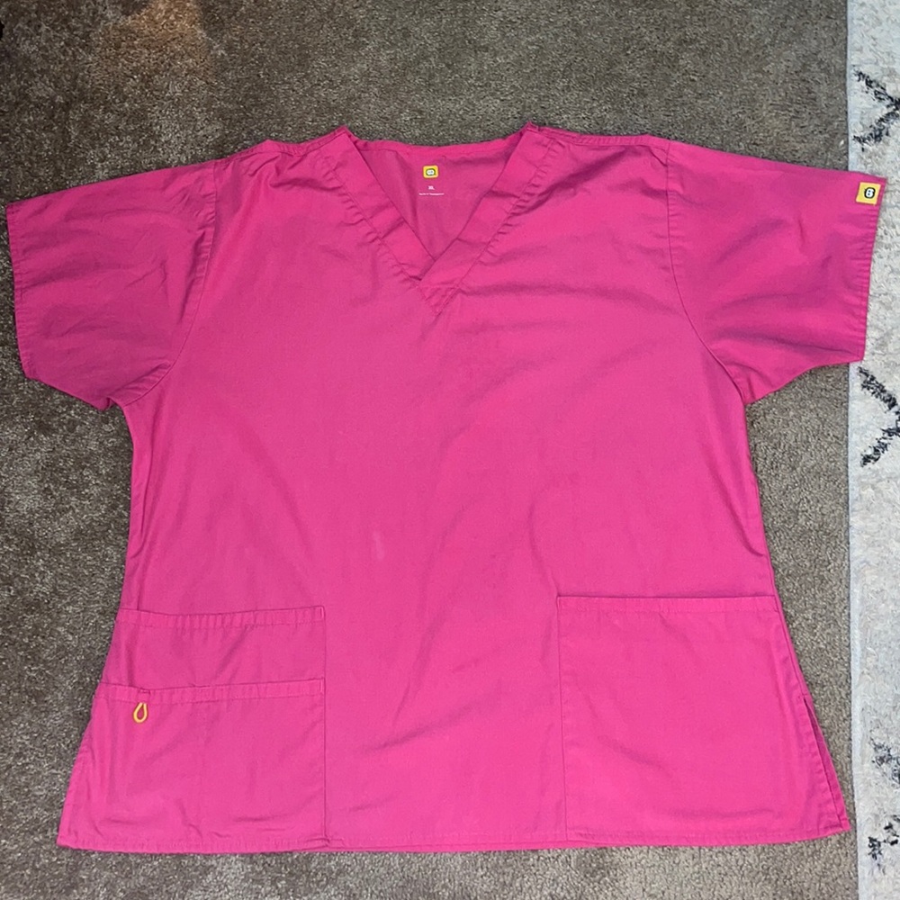 Amazon Hot Pink Scrub Top, Size XL